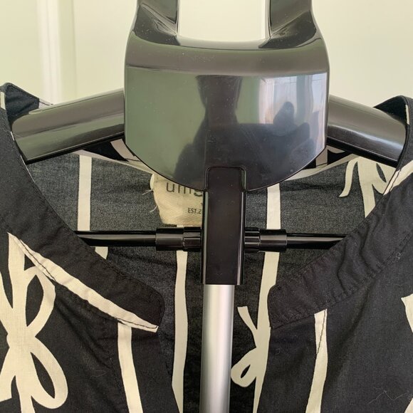 Umgee Womens Bow Tie Print Notched Contrast Velvet Trim Dress Ruffle Cotton Sz L - Picture 9 of 14